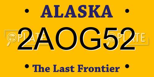 2AOG52 Alaska License Plate