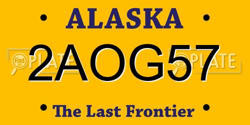 2AOG57 Alaska License Plate