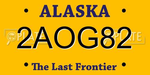 2AOG82 Alaska License Plate