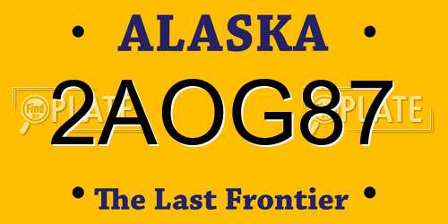 2AOG87 Alaska License Plate