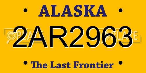 2AR2963 Alaska License Plate