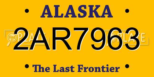 2AR7963 Alaska License Plate