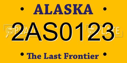 2AS0123 Alaska License Plate