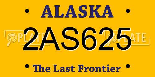 2AS625 Alaska License Plate