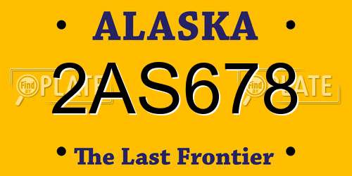 2AS678 Alaska License Plate