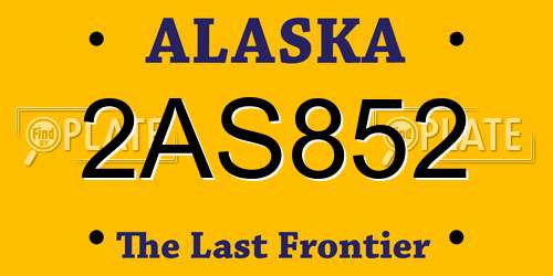 2AS852 Alaska License Plate