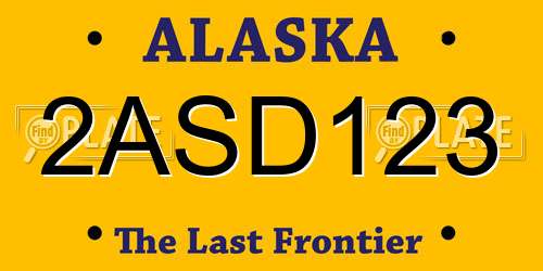 2ASD123 Alaska License Plate