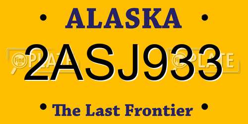 2ASJ933 Alaska License Plate