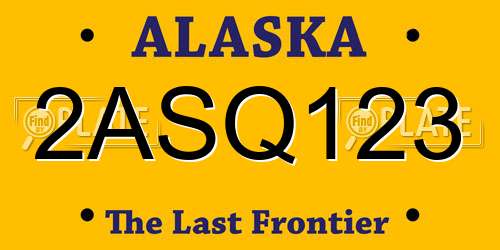 2ASQ123 Alaska License Plate
