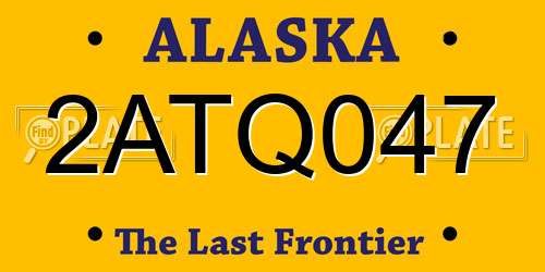 2ATQ047 Alaska License Plate