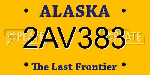 2AV383 Alaska License Plate