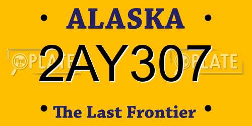 2AY307 Alaska License Plate