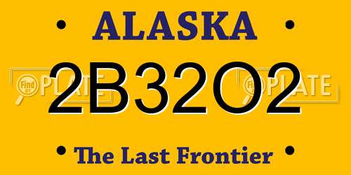 2B32O2 Alaska License Plate
