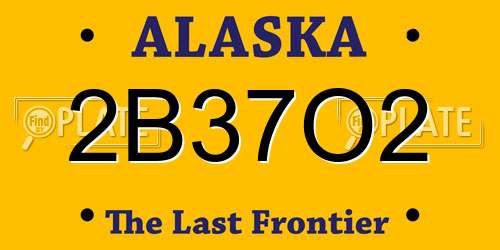 2B37O2 Alaska License Plate