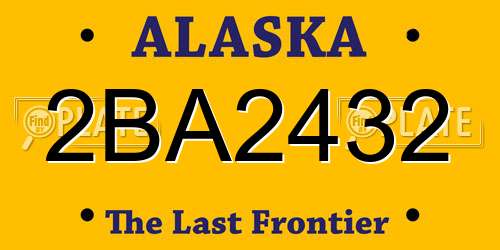2BA2432 Alaska License Plate