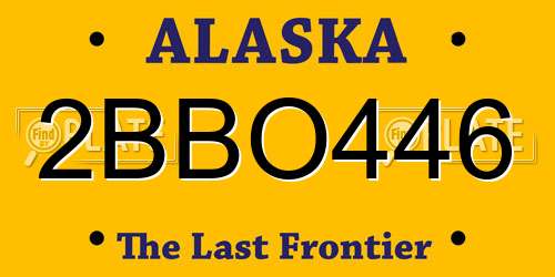 2BBO446 Alaska License Plate