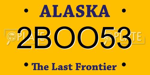 2BOO53 Alaska License Plate