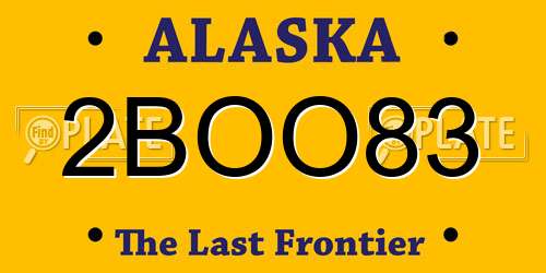 2BOO83 Alaska License Plate