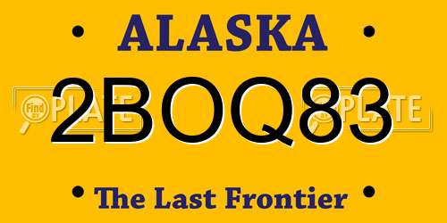2BOQ83 Alaska License Plate