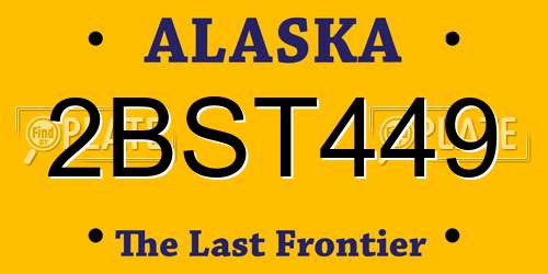 2BST449 Alaska License Plate