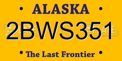 2BWS351 Alaska License Plate