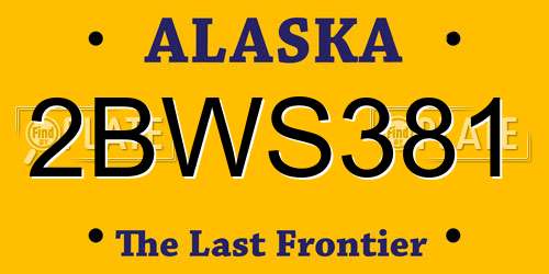2BWS381 Alaska License Plate