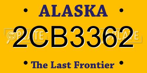 2CB3362 Alaska License Plate