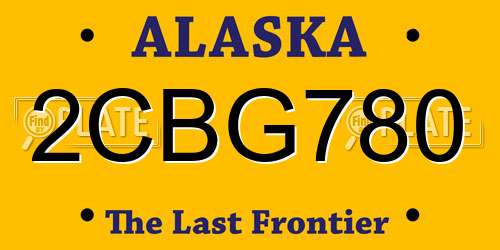 2CBG780 Alaska License Plate