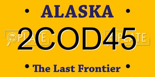 2COD45 Alaska License Plate