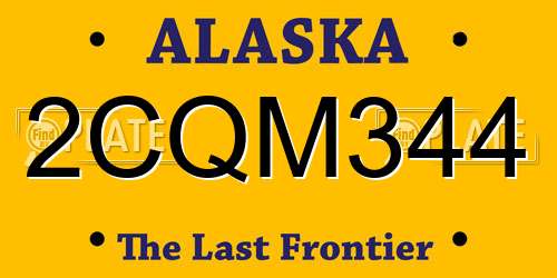 2CQM344 Alaska License Plate