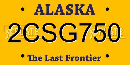 2CSG750 Alaska License Plate