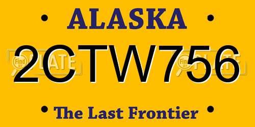 2CTW756 Alaska License Plate