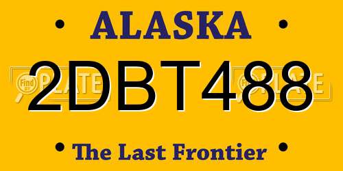 2DBT488 Alaska License Plate