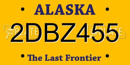 2DBZ455 Alaska License Plate