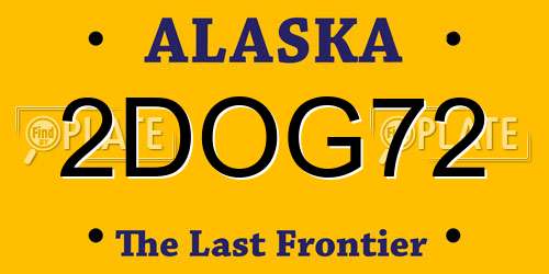 2DOG72 Alaska License Plate