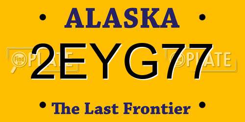 2EYG77 Alaska License Plate