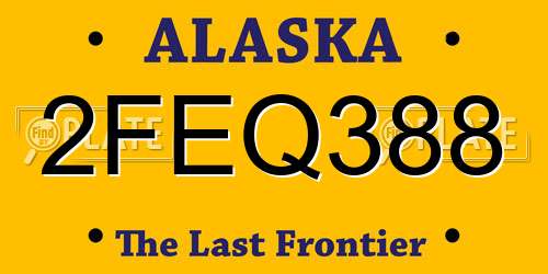 2FEQ388 Alaska License Plate