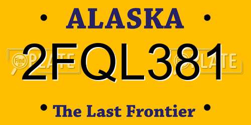 2FQL381 Alaska License Plate