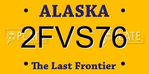 2FVS76 Alaska License Plate