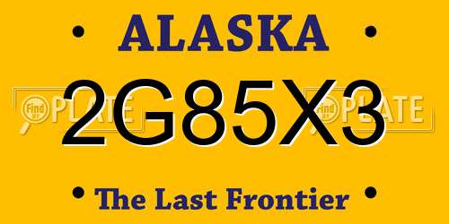 2G85X3 Alaska License Plate