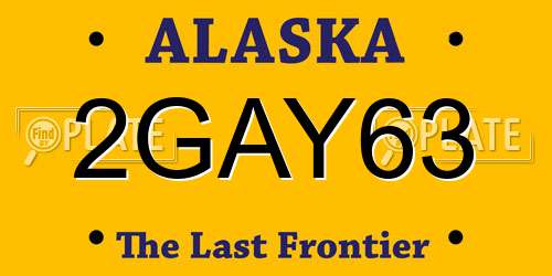 2GAY63 Alaska License Plate