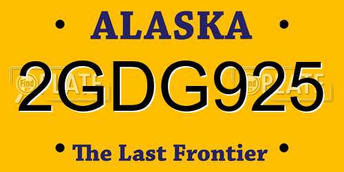 2GDG925 Alaska License Plate