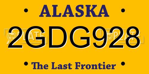 2GDG928 Alaska License Plate