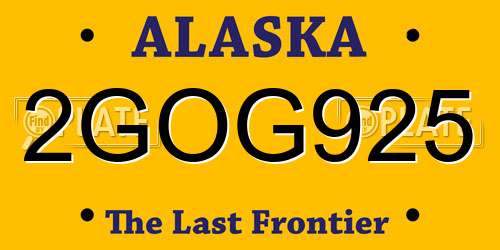 2GOG925 Alaska License Plate