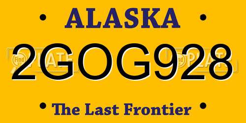 2GOG928 Alaska License Plate