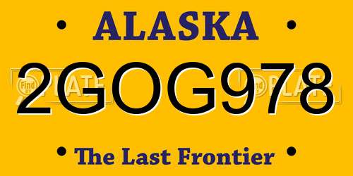 2GOG978 Alaska License Plate