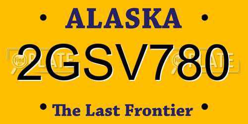 2GSV780 Alaska License Plate