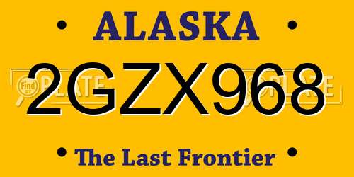 2GZX968 Alaska License Plate