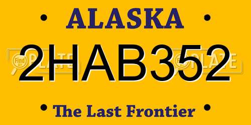 2HAB352 Alaska License Plate