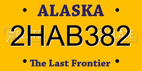 2HAB382 Alaska License Plate